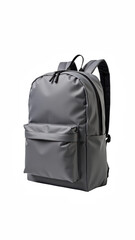 Sleek black backpack with front pocket, side compartments, modern design, durable material, suitable for travel, school, or work