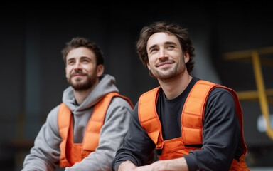 Two Construction Workers in Safety Vests &ndash; Teamwork and Positive Workforce Culture
