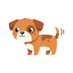Obraz premium Cute cartoon puppy with big eyes and a wagging tail.