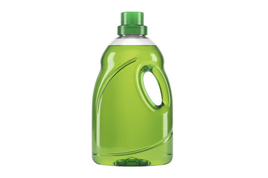 Green plastic bottle of liquid detergent green bottle isolated on a transparent background