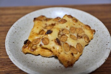 Japanese snack: soy sauce and soybean okaki (rice crackers)
