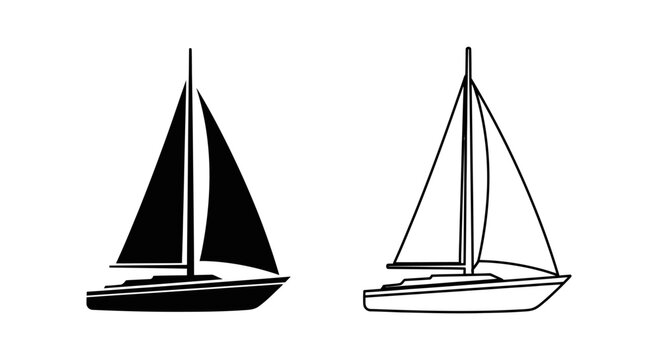 Two sailboats illustration: vintage vector design, nautical art, yacht sketch, boat drawing Vector