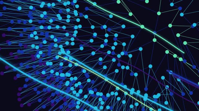 Network Connections Blue Lines Dots Abstract Technology.