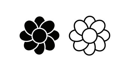 Fototapeta premium Black and white flower icons, minimalist floral design, vector illustration Vector
