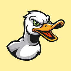White Duck Illustration Character Vector Logo Template