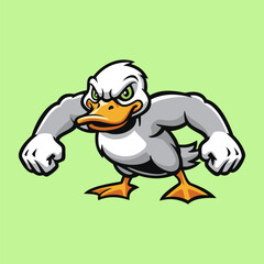 Muscle Duck Illustration Character Vector Logo Template