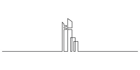 Continuous one line art drawing of a city skyline vector design 