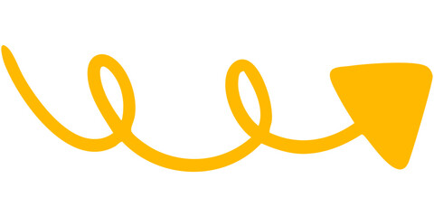 Vector illustration of Filled single-line hand-drawn arrow 11 (yellow)