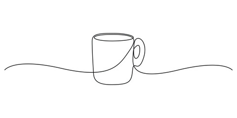 Continuous line drawing illustration of a coffee mug vector design 