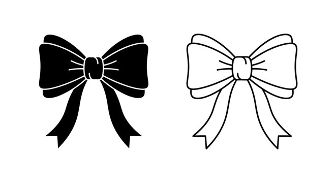 Elegant black and white ribbon bow tie designs for fashion and decoration Vector