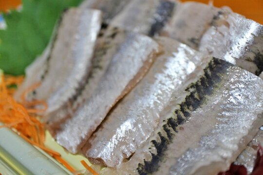 Sardine sashimi purchased at a supermarket in Tokyo, Japan
