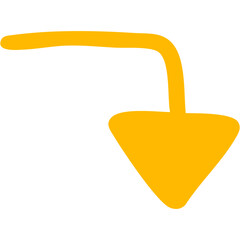 Vector illustration of Filled single-line hand-drawn arrow 15 (yellow)