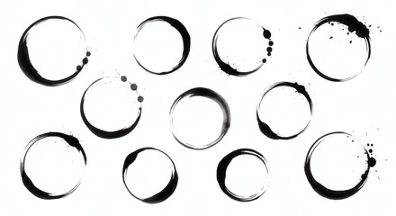 Series of minimalist circular brush strokes in black ink on a clean white background