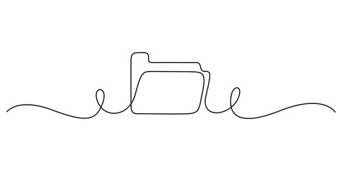 Obraz premium Minimalist continuous line drawing of a folder icon, concepts for paperwork, digital data storage, or business archives