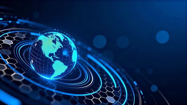 Digital globe with hexagonal patterns