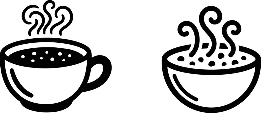 Black and white flat vector icons of laptops displaying computer code with a mechanical gear icon