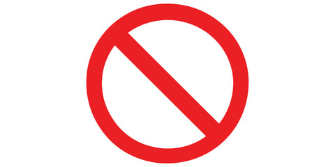 A forbidden red circle traffic icon illustrates a prohibited no entry and no parking road sign vector isolated on white for a danger warning stop symbol © hossain
