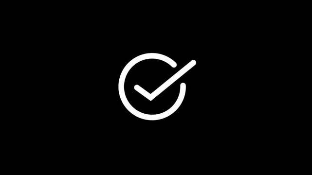Tick ​​mark icon animation. A black background