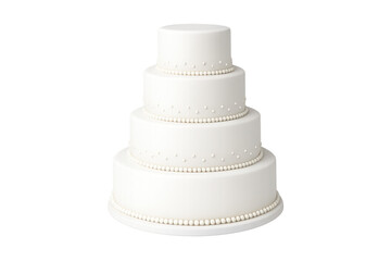 Four tier wedding cake with white icing beads