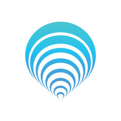 Obraz premium Abstract blue symbol with concentric circles and gradient shading on white background