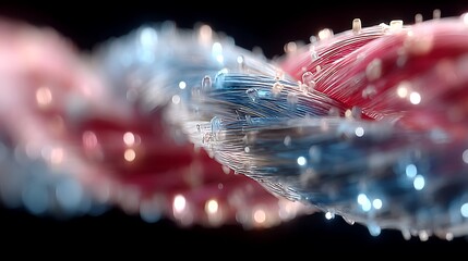 Abstract neon light wires on black background tech energy flow pictures