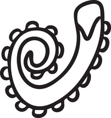 Black and white line art vector illustration of octopus tentacle, high protein exotic seafood © Анастасия Терентьева