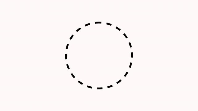 Dashed Circle Loading Animation Loop,Line dot circle frame animated on background. Rectangular doodle scribble element motion graphic on transparent background in 4K animation with alpha