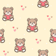 Cute Teddy Bears Pattern vector design for print on textile, wrapping, backdrop and other uses.
