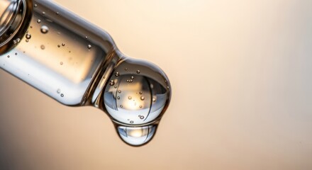 Water Droplets Falling from Glass Bottle.