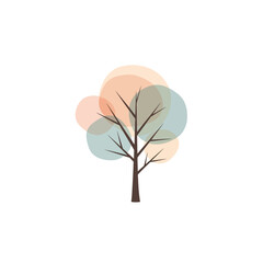 Obraz premium Abstract Tree with Soft Pastel Circles, Minimalist Nature Illustration