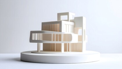 Architectural Model - A White Study in Modern Design and Form.