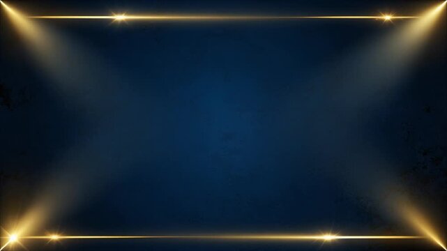 Golden spotlights frame a dark blue textured background, creating a dramatic stage for awards, presentations, or luxury events