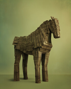 Trojan Horse Covered in Old Worn Leather