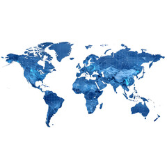 Fototapeta premium Abstract world map in blue tones with network design elements