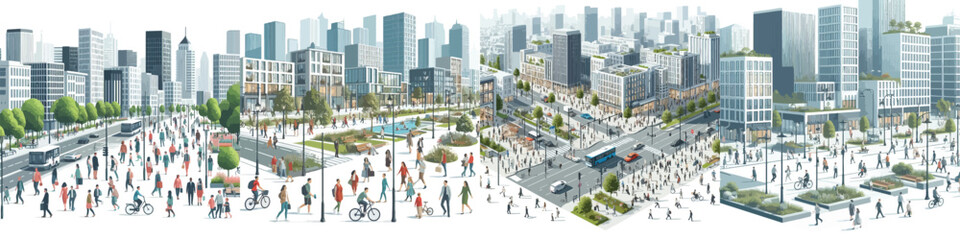 Naklejka premium Vector set of Urban Society on white background