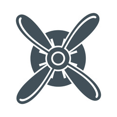 Obraz premium Simple Fan Icon with Four Blades.