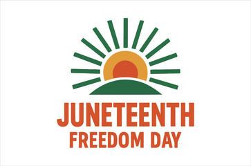 Juneteenth freedom day celebration logo with sun rising over hill