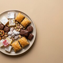 Assorted Sweets on Flat Plate Top View