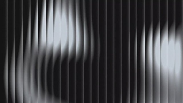 Reeded Glass Effect with Monochrome Black and White Gradient Motion Creating Smooth Fluid Waveforms in a Minimalistic Animation Background