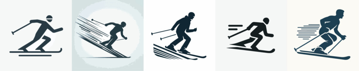 Fototapeta premium Silhouette Vector Illustration of a Person Skiing