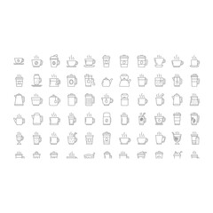 Fototapeta premium Coffee and Tea Icons: Simple Outline Vector Set