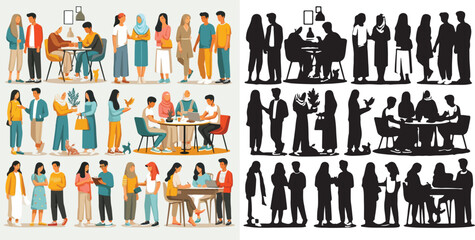 Collection of People Vectors and silhouettes set