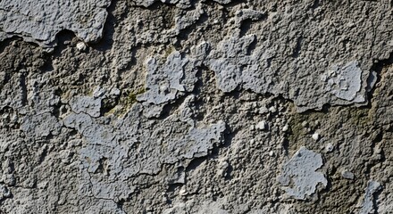 Obraz premium A close-up view of a rough, weathered stone wall surface with textured details.