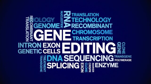 Gene Editing animated word cloud-text design animation tag kinetic typography seamless loop.