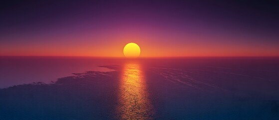 Obraz premium Vibrant sunset over the ocean with golden reflection on the water