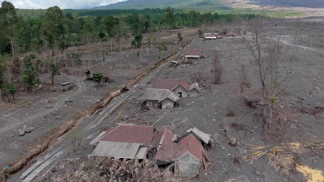 Semeru volcano eruption leaving trail of destruction on java village