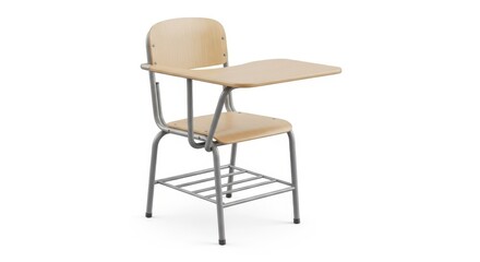 Fototapeta premium School Desk and Chair in Modern Minimalist Design with Neutral Color and Metal Frame for Educational Institutions