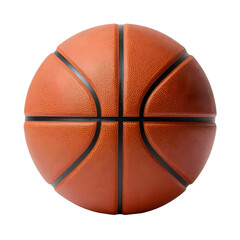 Obraz premium Close up of a textured orange basketball with black lines on a white background