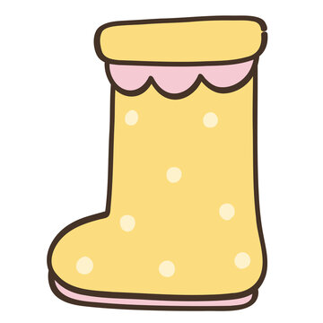 Cute Yellow Polka Dot Rain Boot Illustration