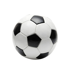 Fototapeta premium Classic soccer ball in black and white resting on a white surface